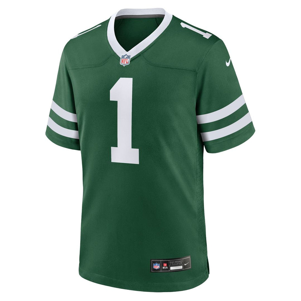 New York Jets Number 1 Groom Nike Legacy Green Game Jersey product image 2, provided for visual reference and product detail