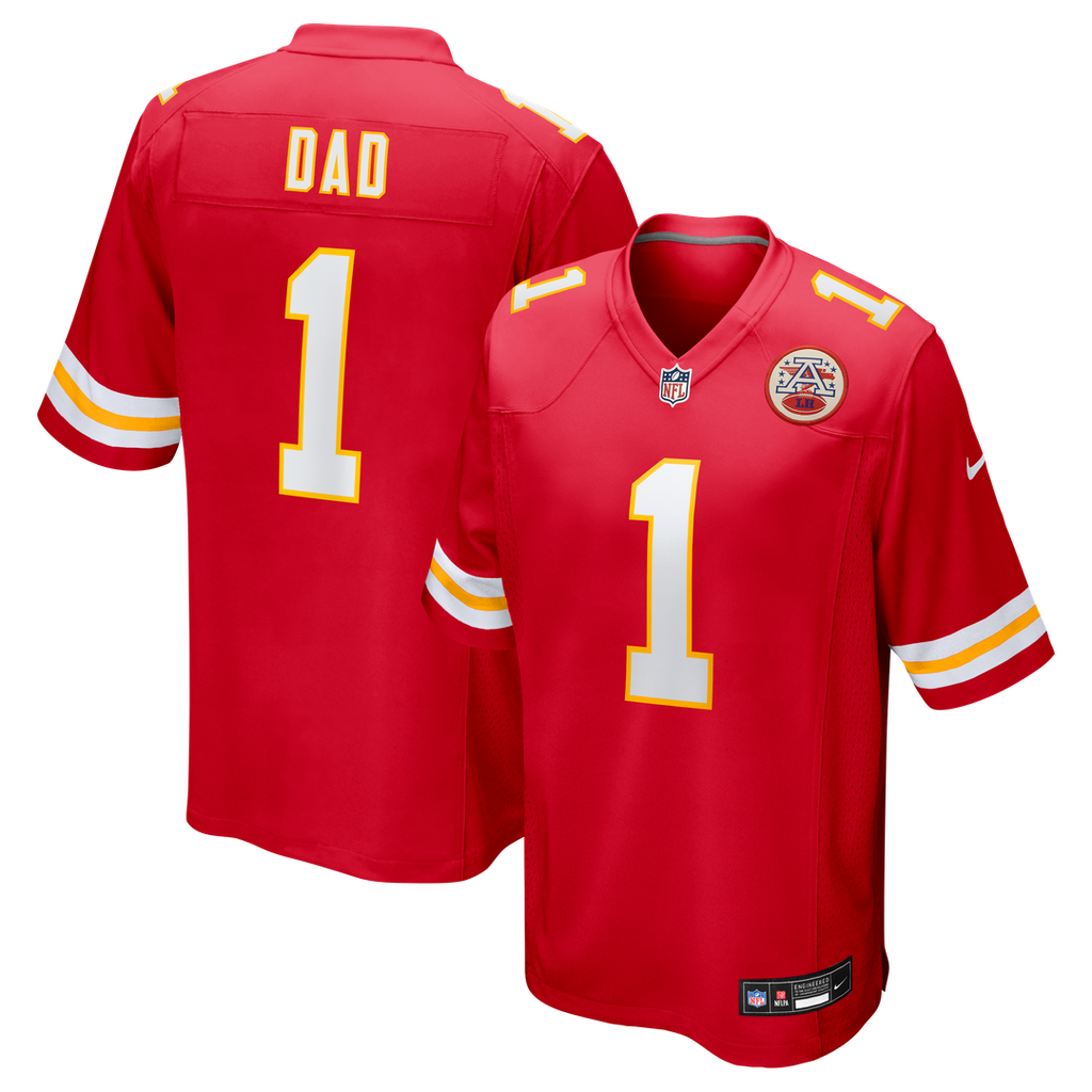 Kansas City Chiefs Number 1 Dad Nike Red Game Jersey product image 1, provided for visual reference and product detail review