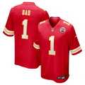 Kansas City Chiefs Number 1 Dad Nike Red Game Jersey product image 1, provided for visual reference and product detail review