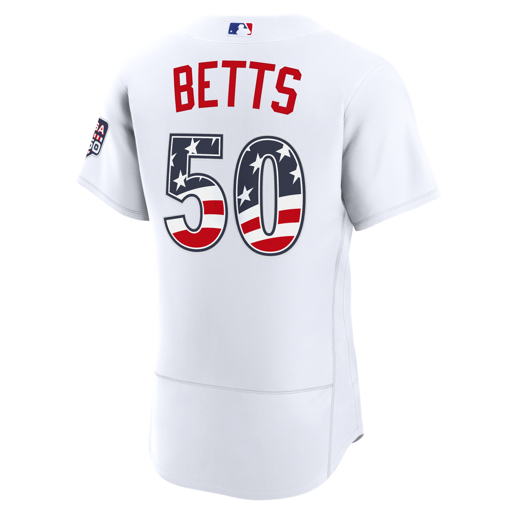 Fourth of July Los Angeles Dodgers Mookie Betts Nike White USA 250 Authentic Jersey product image 3, provided for visual