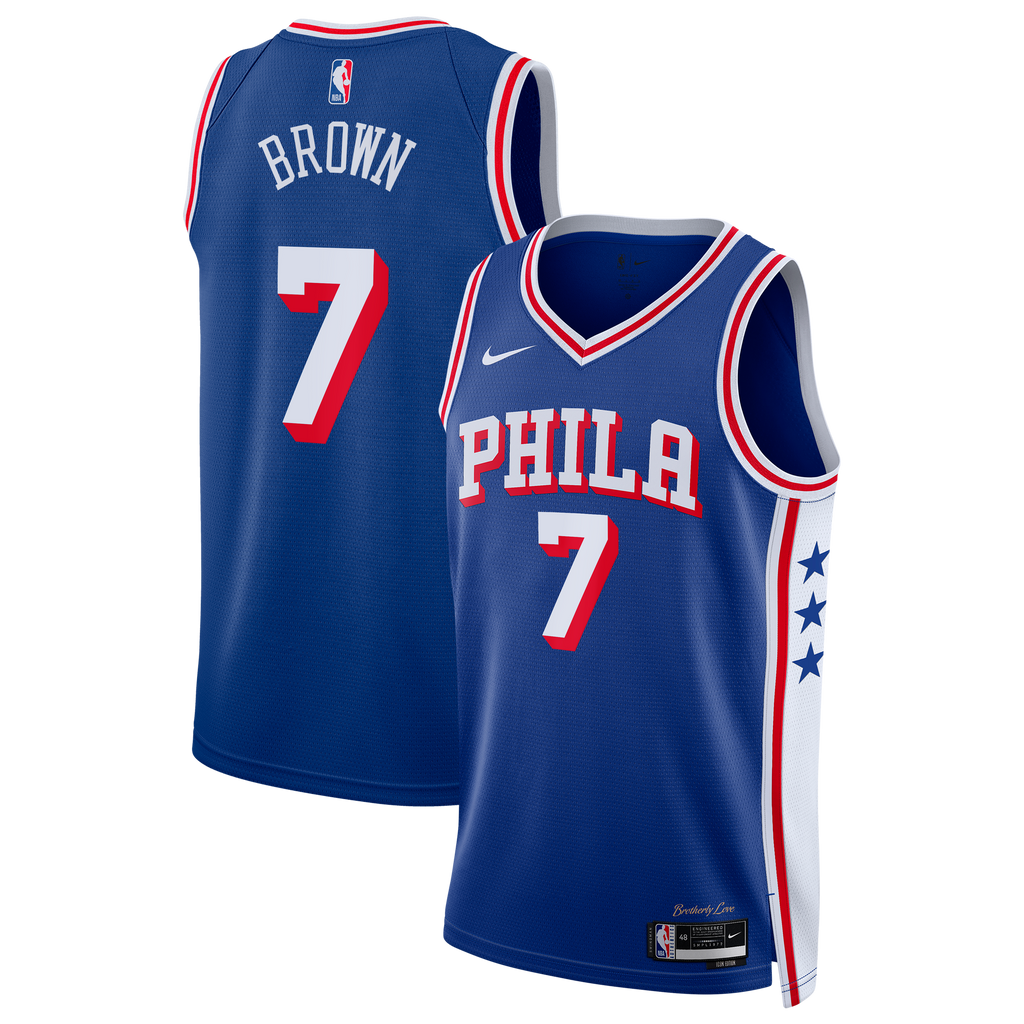 Philadelphia 76ers Nike Icon Edition Swingman Jersey - Royal - Jaylen Brown - Youth product image 2, provided for visual