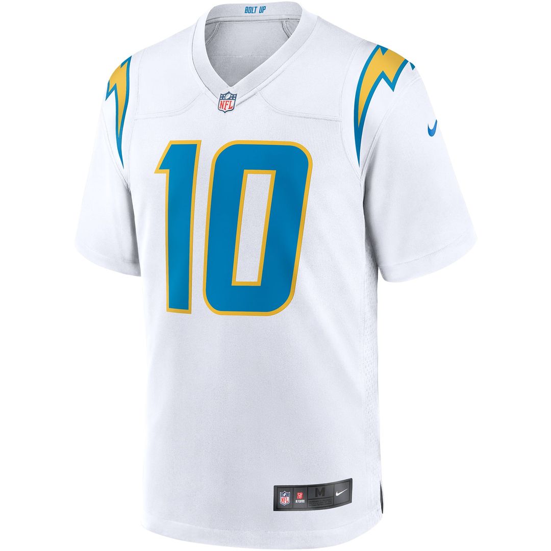 Los Angeles Chargers Justin Herbert Nike White Game Jersey product image 2, provided for visual reference and product detail