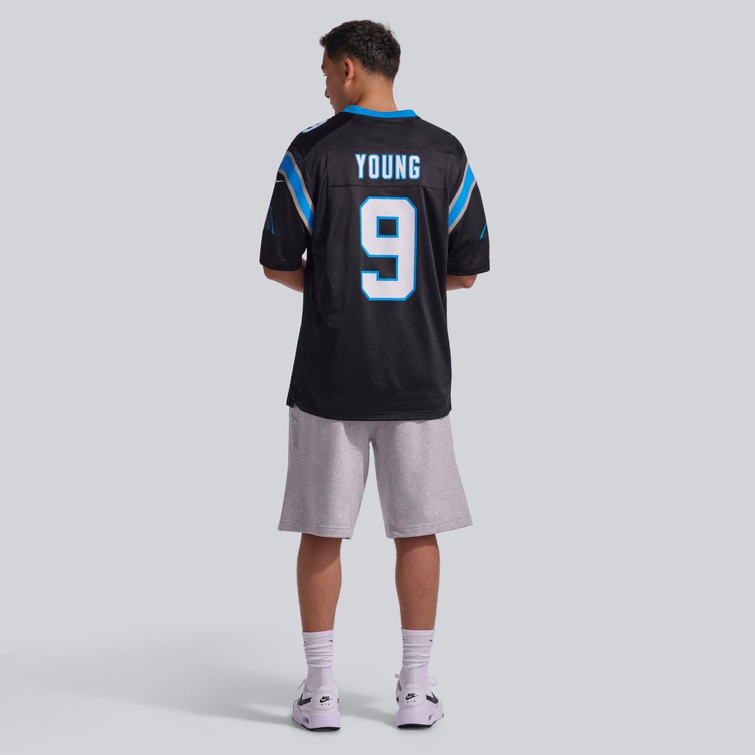 Carolina Panthers Bryce Young Nike Black Team Game Jersey product image 5, provided for visual reference and product detail