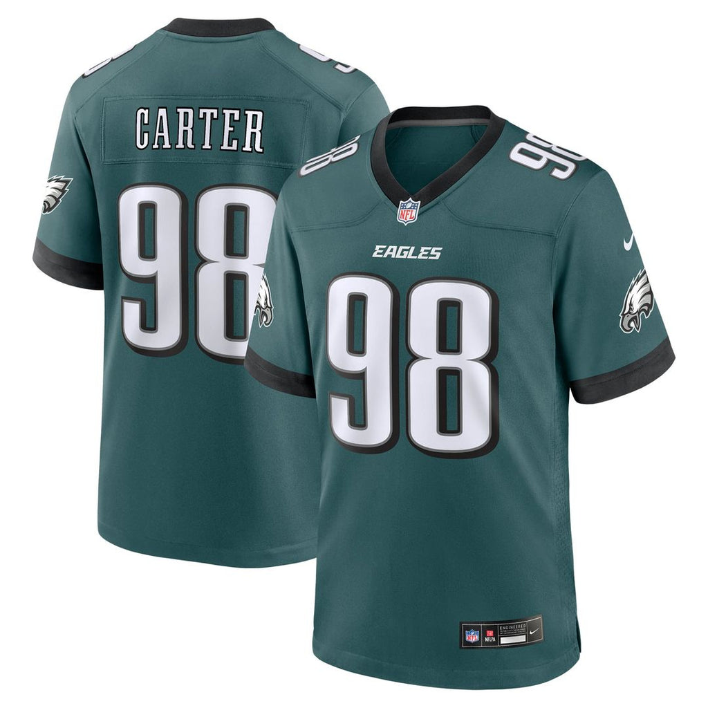 Philadelphia Eagles Jalen Carter Nike Midnight Green Team Game Jersey product image 1, provided for visual reference and