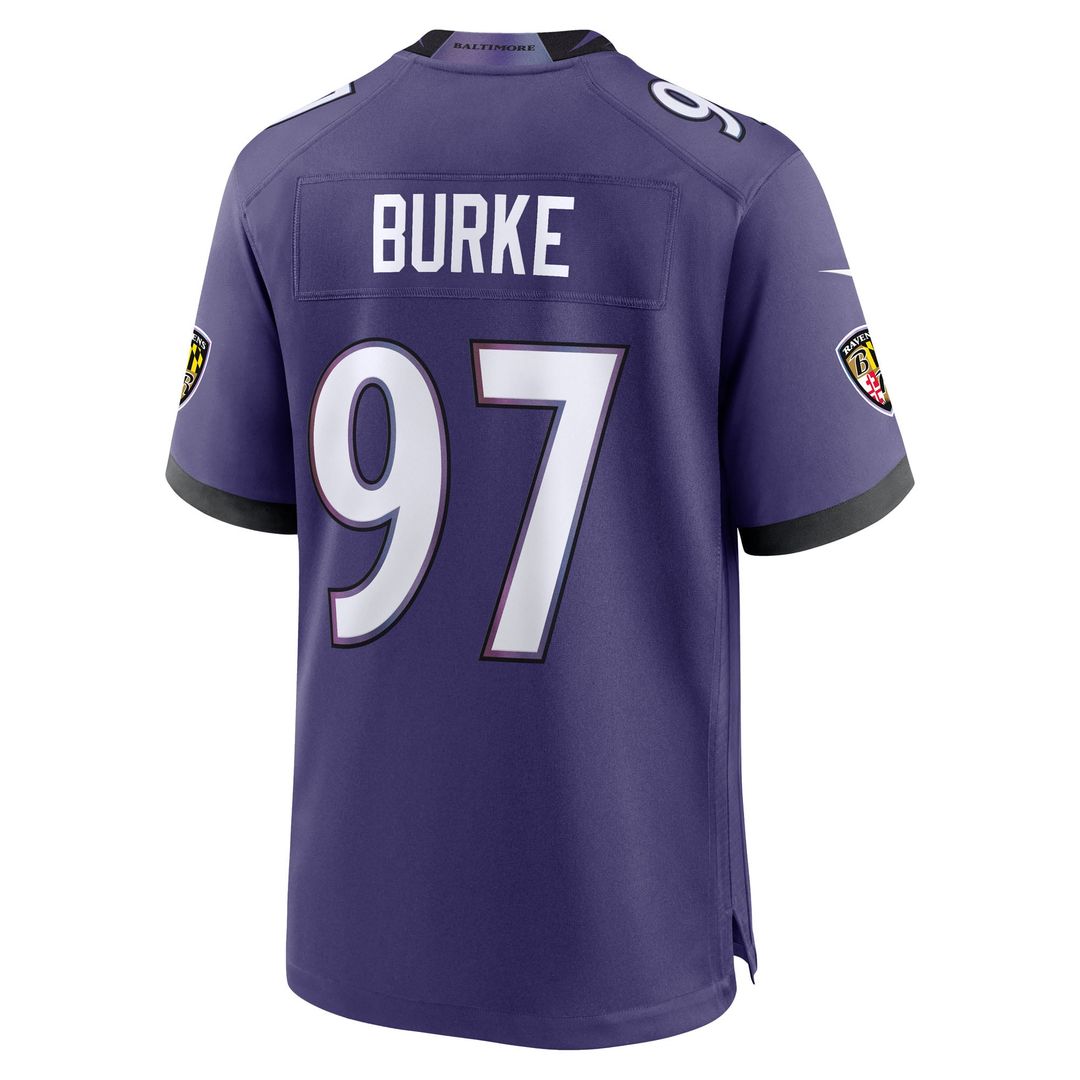 Baltimore Ravens Ethan Burke Nike Purple Team Game Jersey product image 3, provided for visual reference and product detail