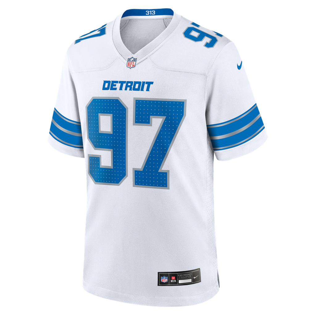 Detroit Lions Aidan Hutchinson Nike White Game Jersey product image 19, provided for visual reference and product detail
