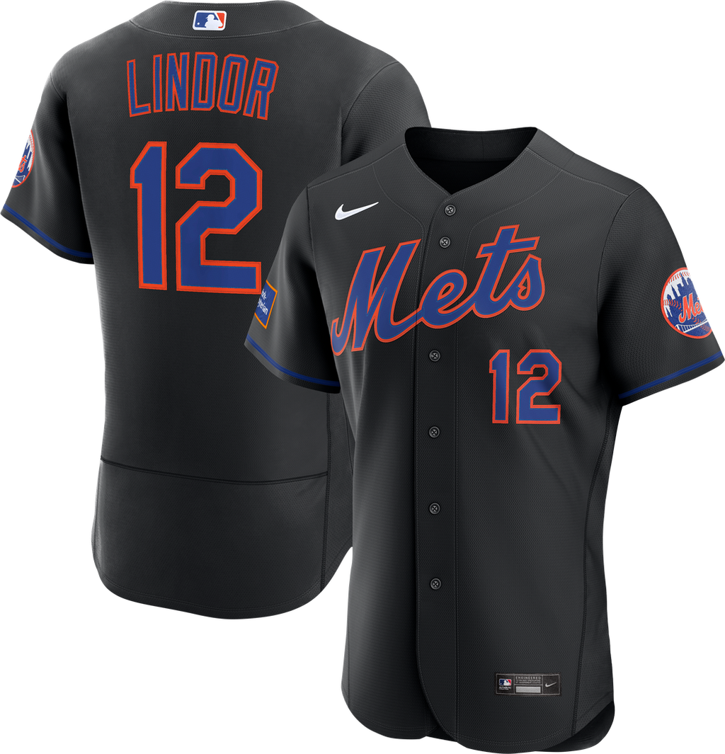 New York Mets Francisco Lindor Nike Black Alternate Authentic Sponsor Patch Jersey product image 4, provided for visual
