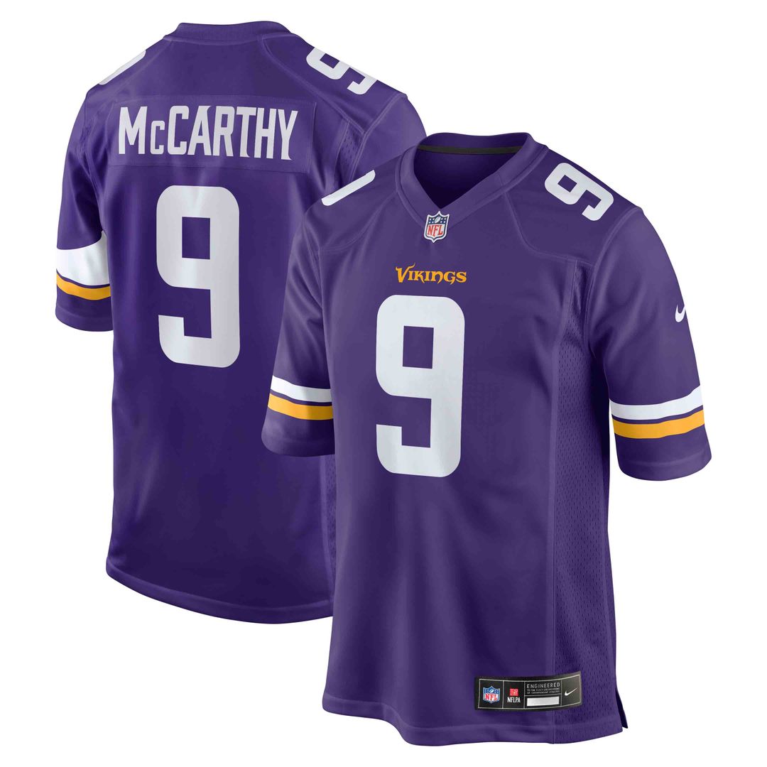 Minnesota Vikings J.J. McCarthy Nike Purple Player Game Jersey product image 1, provided for visual reference and product