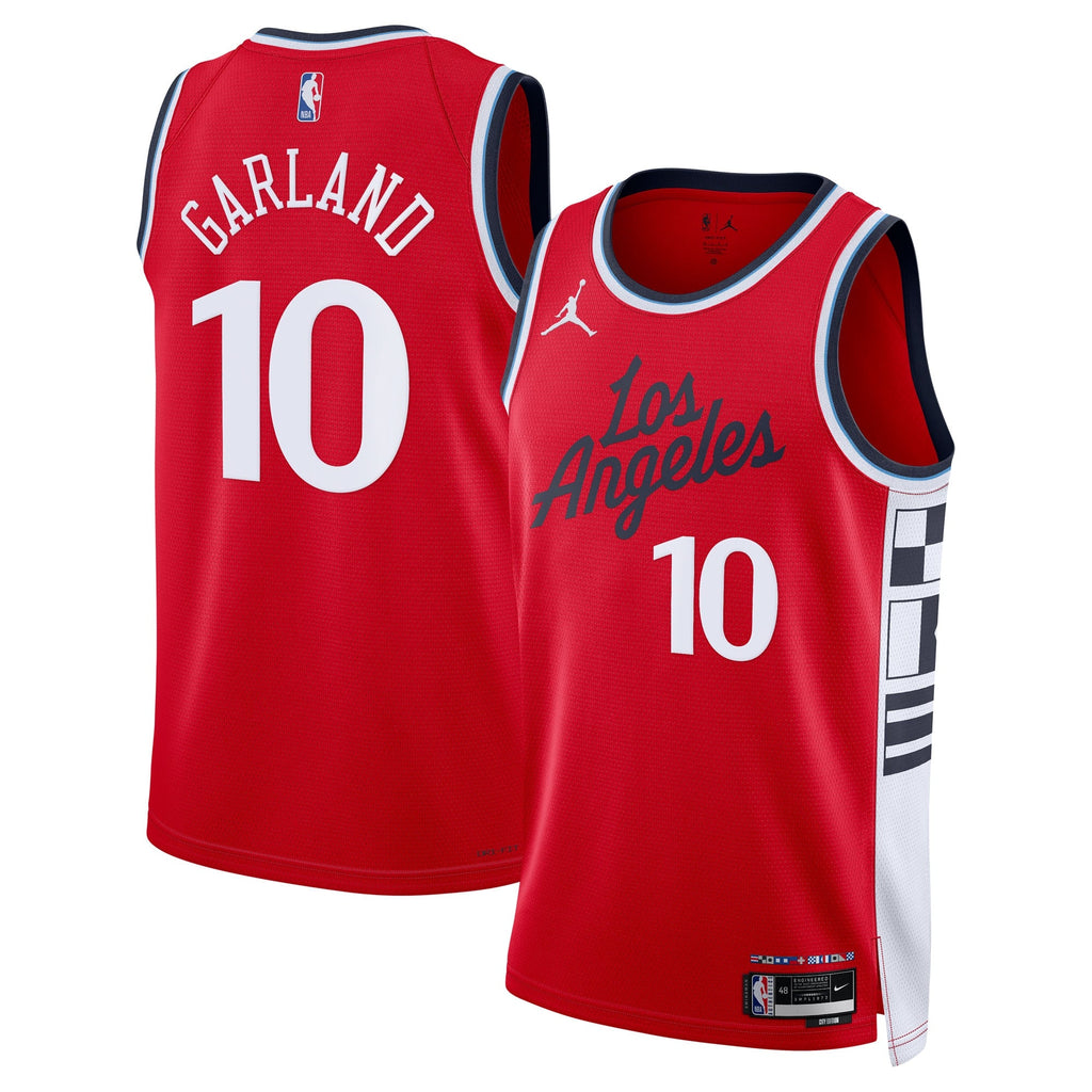 LA Clippers Jordan Brand 2024/25 Statement Edition Swingman Jersey - Red - Darius Garland - Unisex product image 1, provided