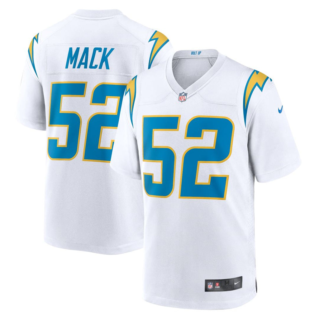 Los Angeles Chargers Khalil Mack Nike White Game Jersey product image 1, provided for visual reference and product detail