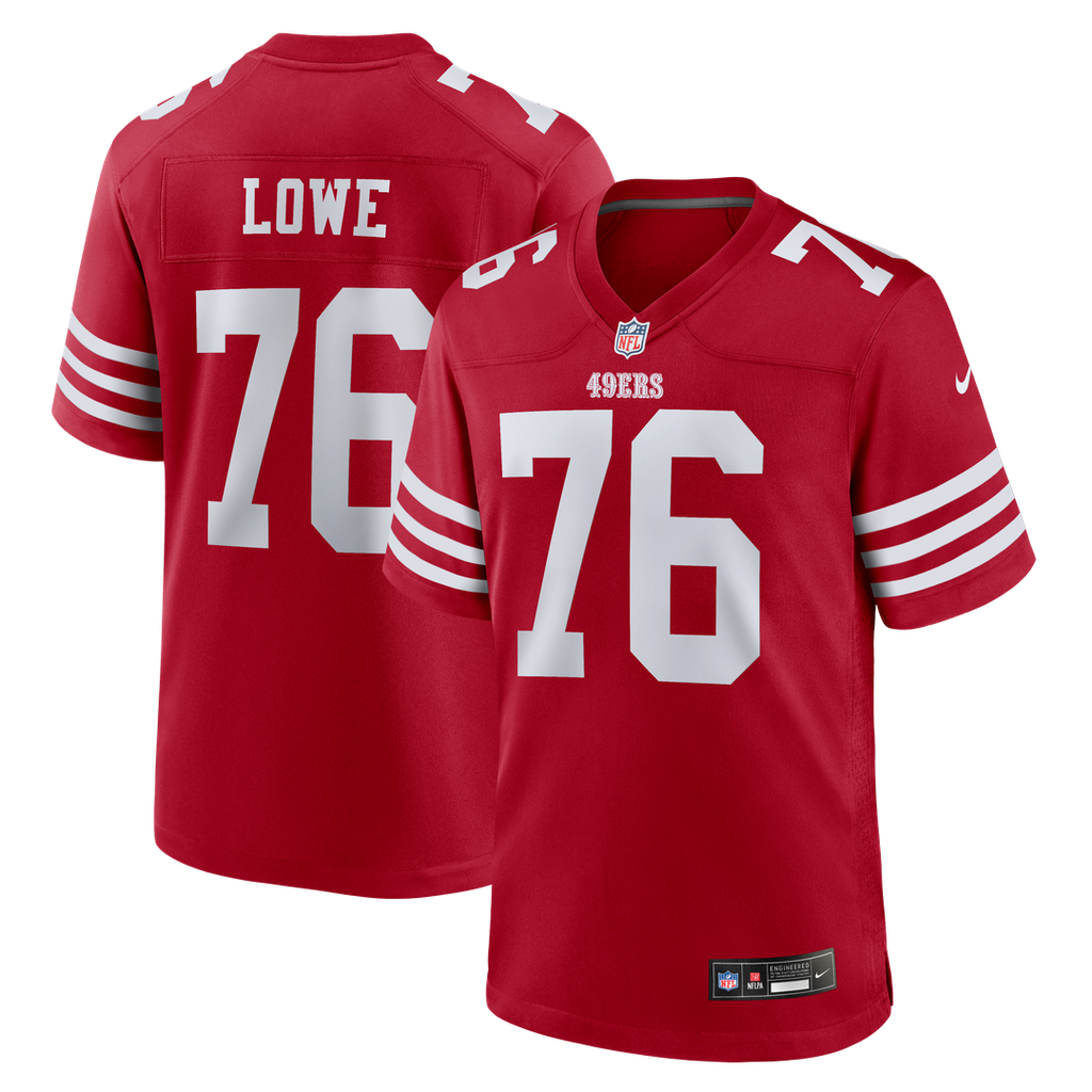 San Francisco 49ers Vederian Lowe Nike Scarlet Team Game Jersey product image 1, provided for visual reference and product