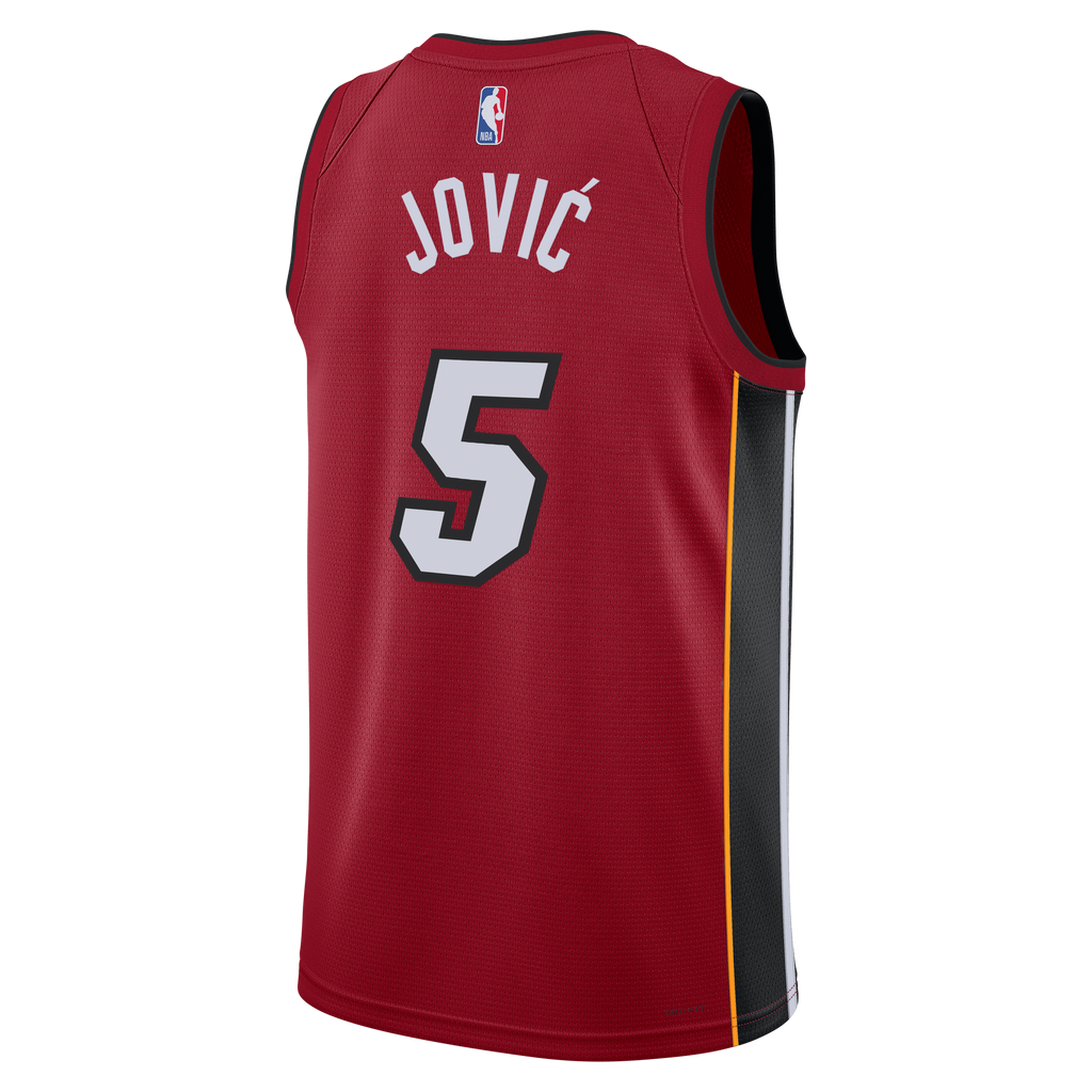 Miami Heat Jordan Brand Statement Edition Swingman Jersey - Red - Nikola Jović - Unisex product image 4, provided for visual