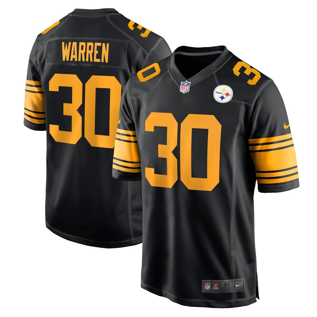 Pittsburgh Steelers Jaylen Warren Nike Black Alternate Game Jersey product image 1, provided for visual reference and