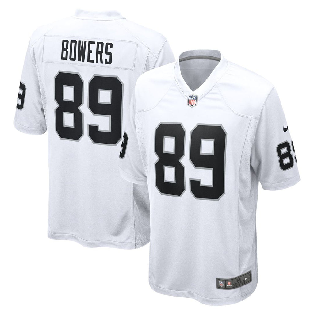 Las Vegas Raiders Brock Bowers Nike White Game Jersey product image 1, provided for visual reference and product detail