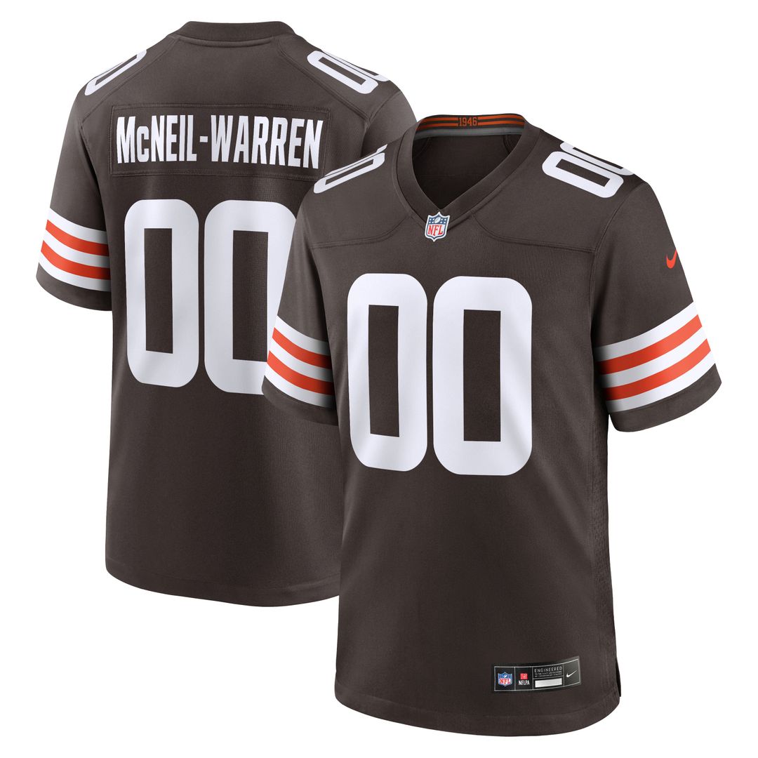 Cleveland Browns Emmanuel McNeil-Warren Nike Brown Game Jersey product image 1, provided for visual reference and product
