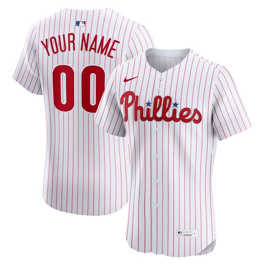 Philadelphia Phillies Nike White Home Elite Custom Jersey product image 1, provided for visual reference and product detail