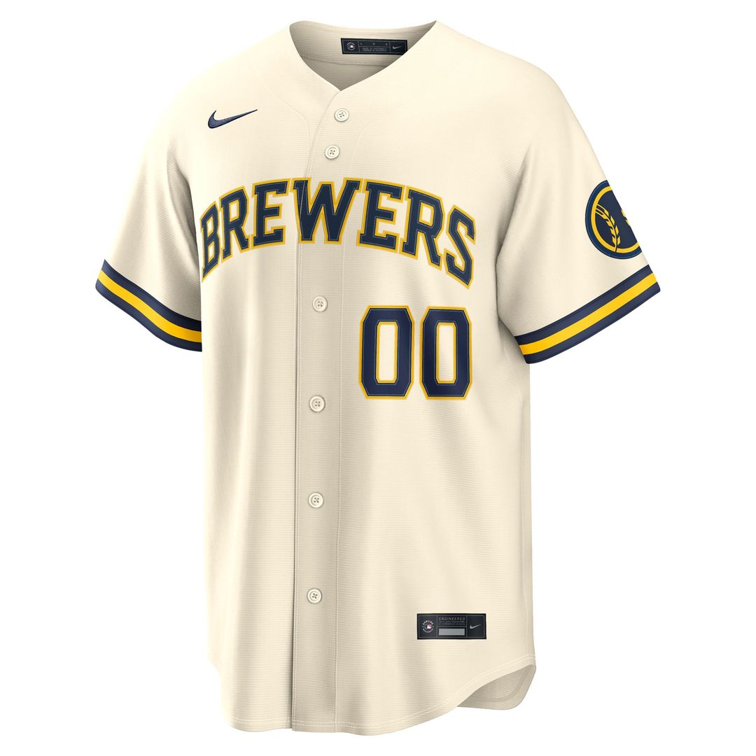 Milwaukee Brewers Nike Cream Home Stadium Custom Jersey product image 2, provided for visual reference and product detail