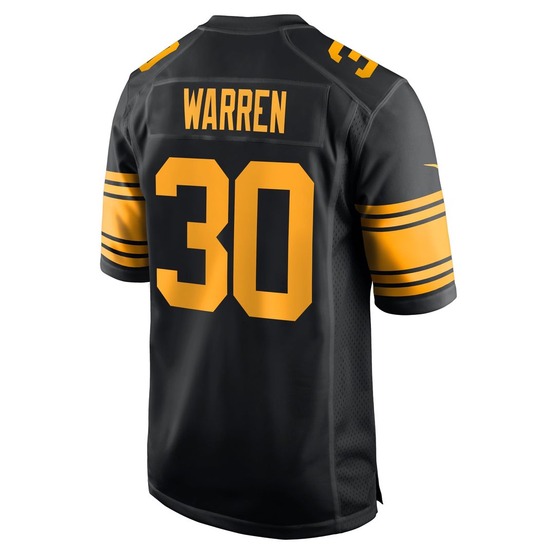 Pittsburgh Steelers Jaylen Warren Nike Black Alternate Game Jersey product image 3, provided for visual reference and