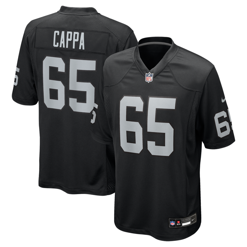 Las Vegas Raiders Alex Cappa Nike Black Team Game Jersey product image 1, provided for visual reference and product detail