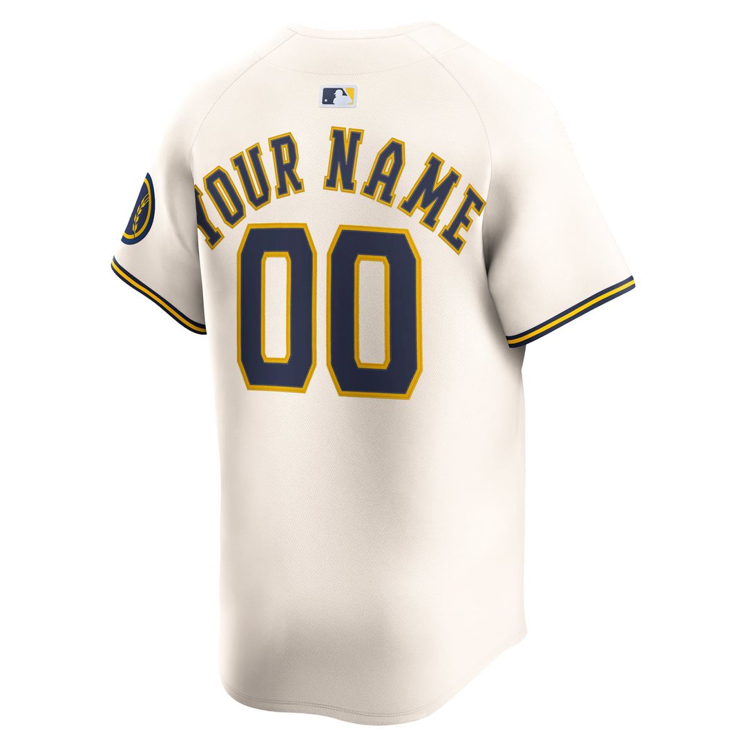Milwaukee Brewers Nike Cream Home Limited Custom Jersey product image 3, provided for visual reference and product detail