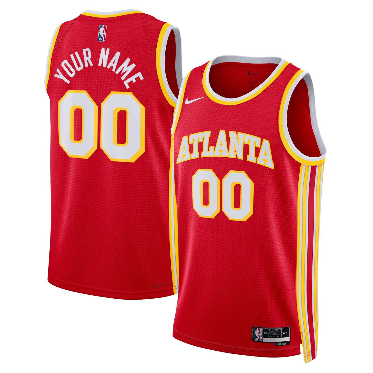 Atlanta Hawks Nike Icon Swingman Jersey - Custom - Unisex product image 1, provided for visual reference and product detail