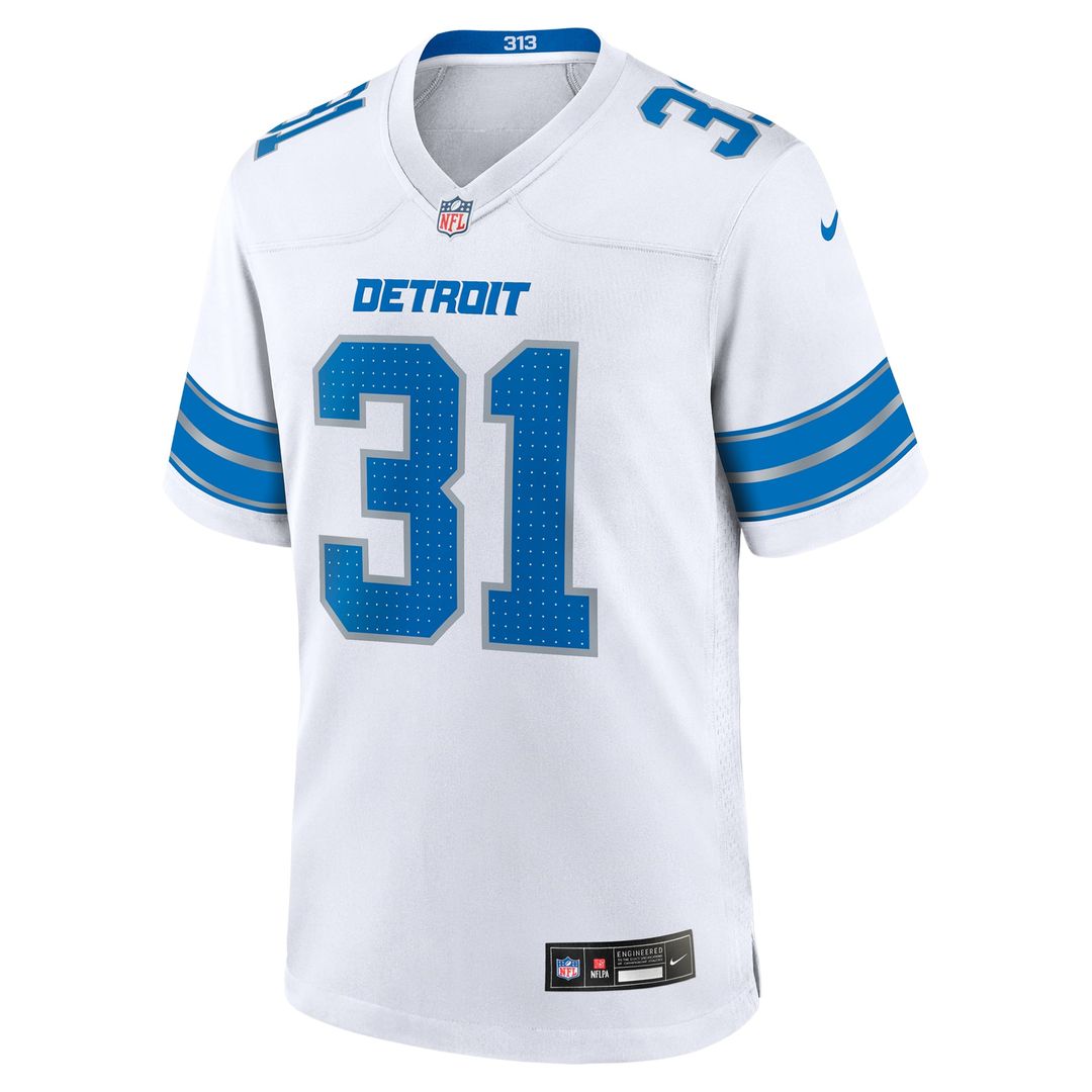 Detroit Lions Kerby Joseph Nike White Game Jersey product image 2, provided for visual reference and product detail review