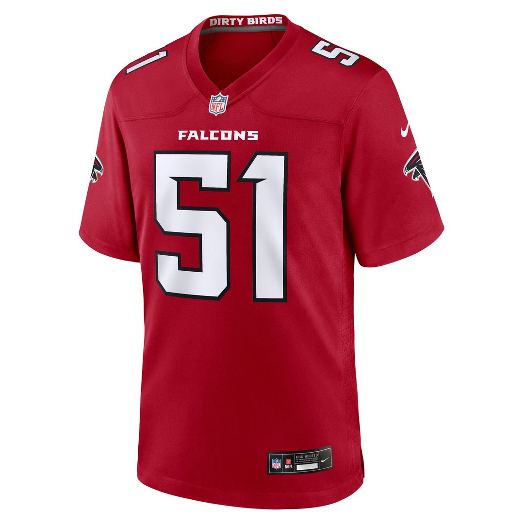 Atlanta Falcons Jared Ivey Nike Red Team Game Jersey product image 2, provided for visual reference and product detail review