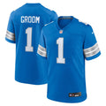 Detroit Lions Number 1 Groom Nike Blue Game Jersey product image 1, provided for visual reference and product detail review