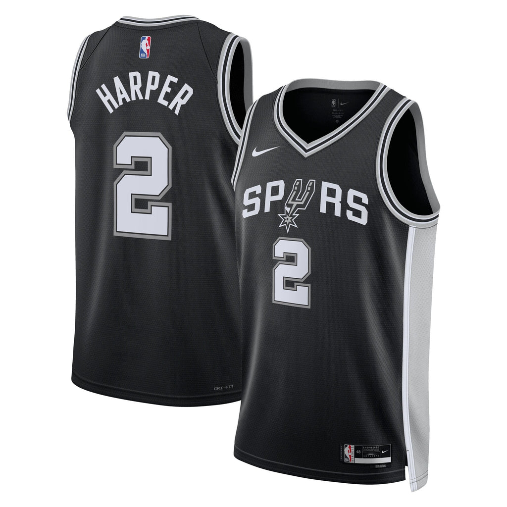 San Antonio Spurs Nike Icon Edition Swingman Jersey NBA 2025 First Round Draft Pick - Black - Dylan Harper - Unisex product