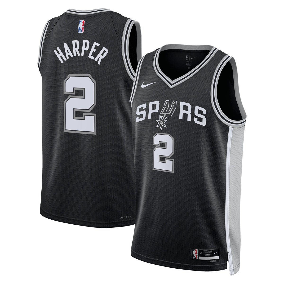 San Antonio Spurs Nike Icon Edition Swingman Jersey NBA 2025 First Round Draft Pick - Black - Dylan Harper - Unisex product