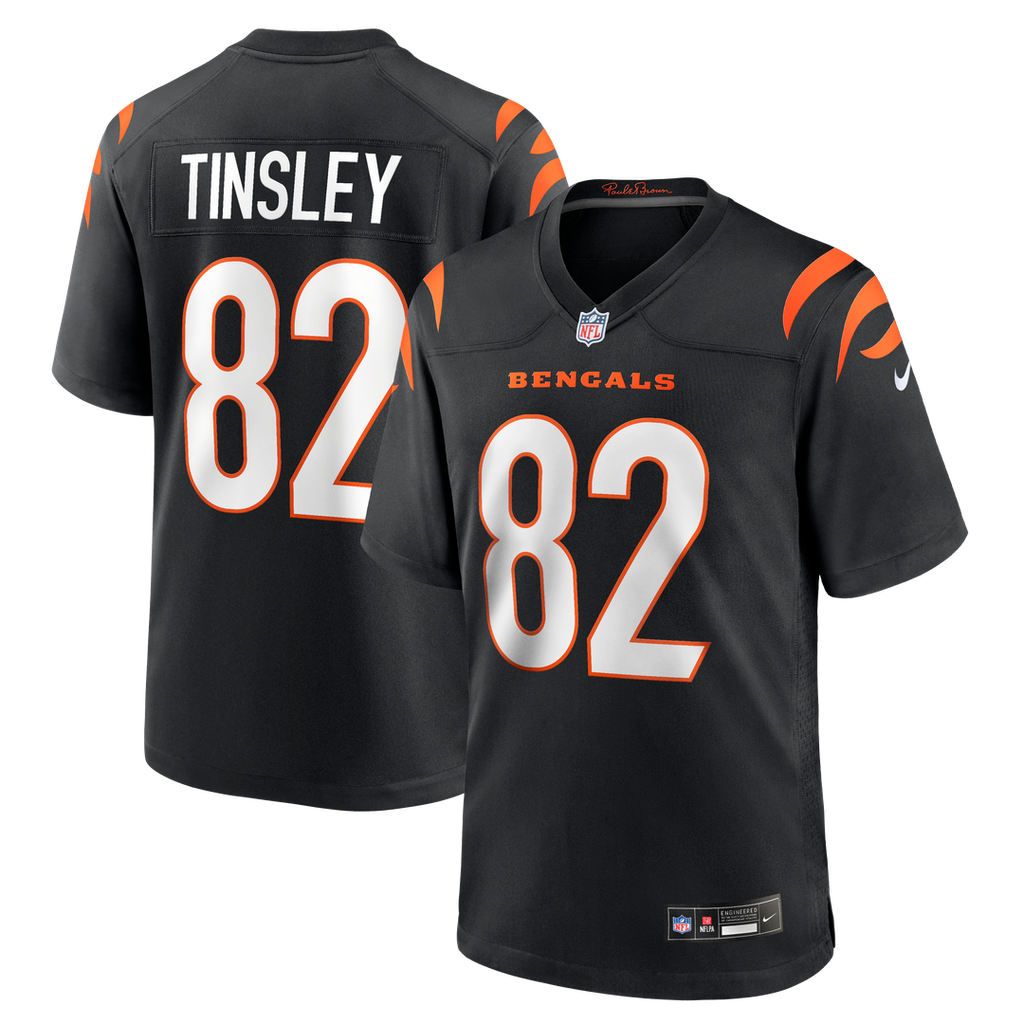 Cincinnati Bengals Mitchell Tinsley Nike Black Team Game Jersey product image 1, provided for visual reference and product