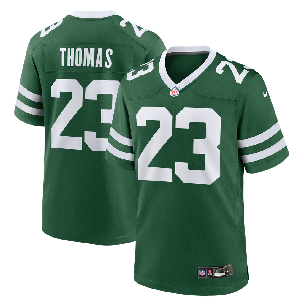 New York Jets Azareye'h Thomas Nike Legacy Green Team Game Jersey product image 1, provided for visual reference and product