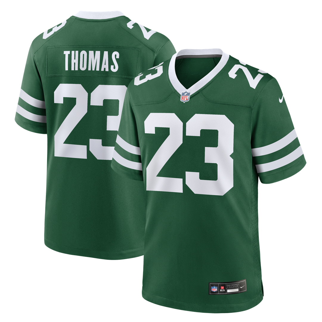New York Jets Azareye'h Thomas Nike Legacy Green Team Game Jersey product image 1, provided for visual reference and product