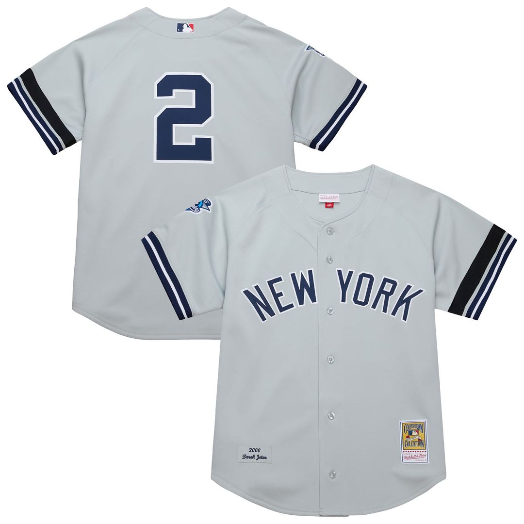 New York Yankees Derek Jeter Mitchell & Ness Gray Cooperstown Collection 2000 World Series Authentic Jersey product image 1,