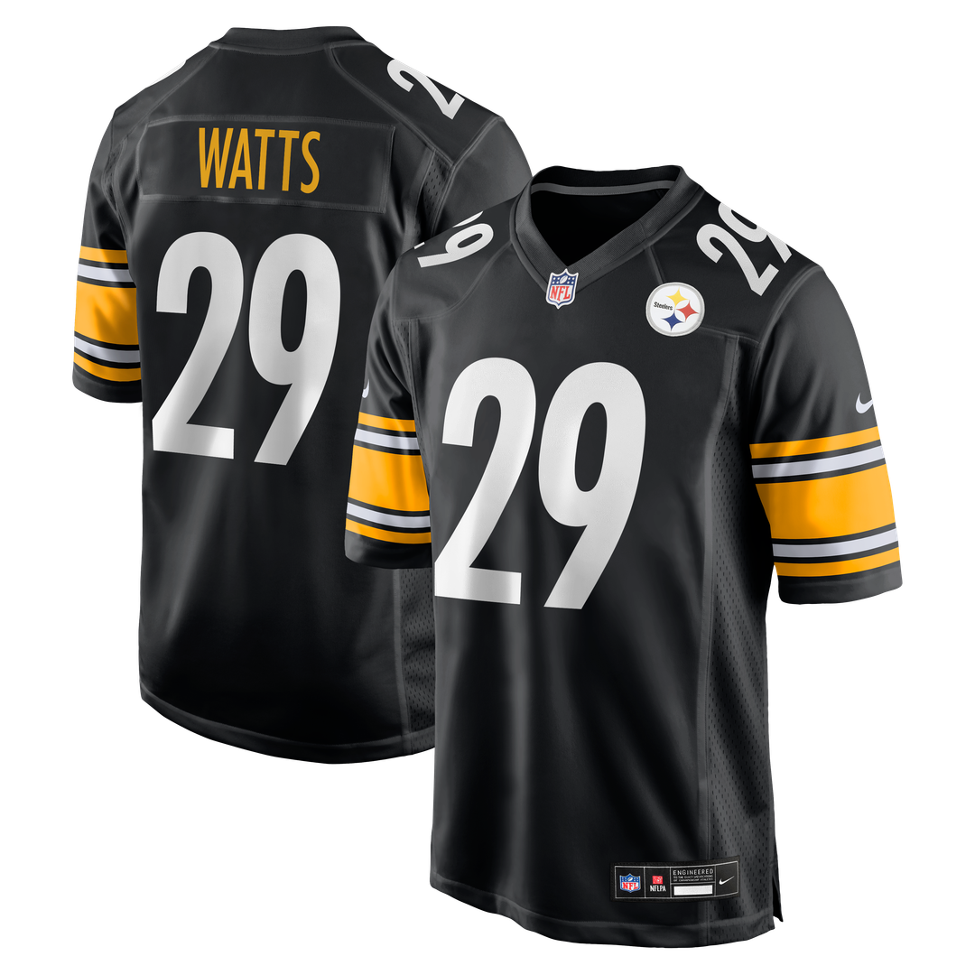 Pittsburgh Steelers Ryan Watts Nike Black Game Jersey product image 1, provided for visual reference and product detail