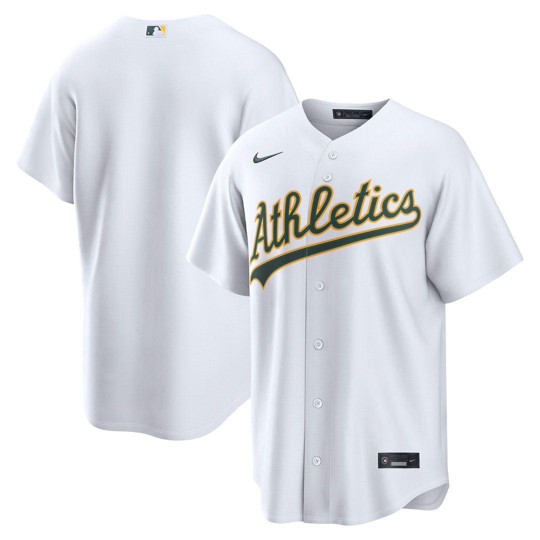 Athletics Nike White Home Replica Jersey product image 1, provided for visual reference and product detail review