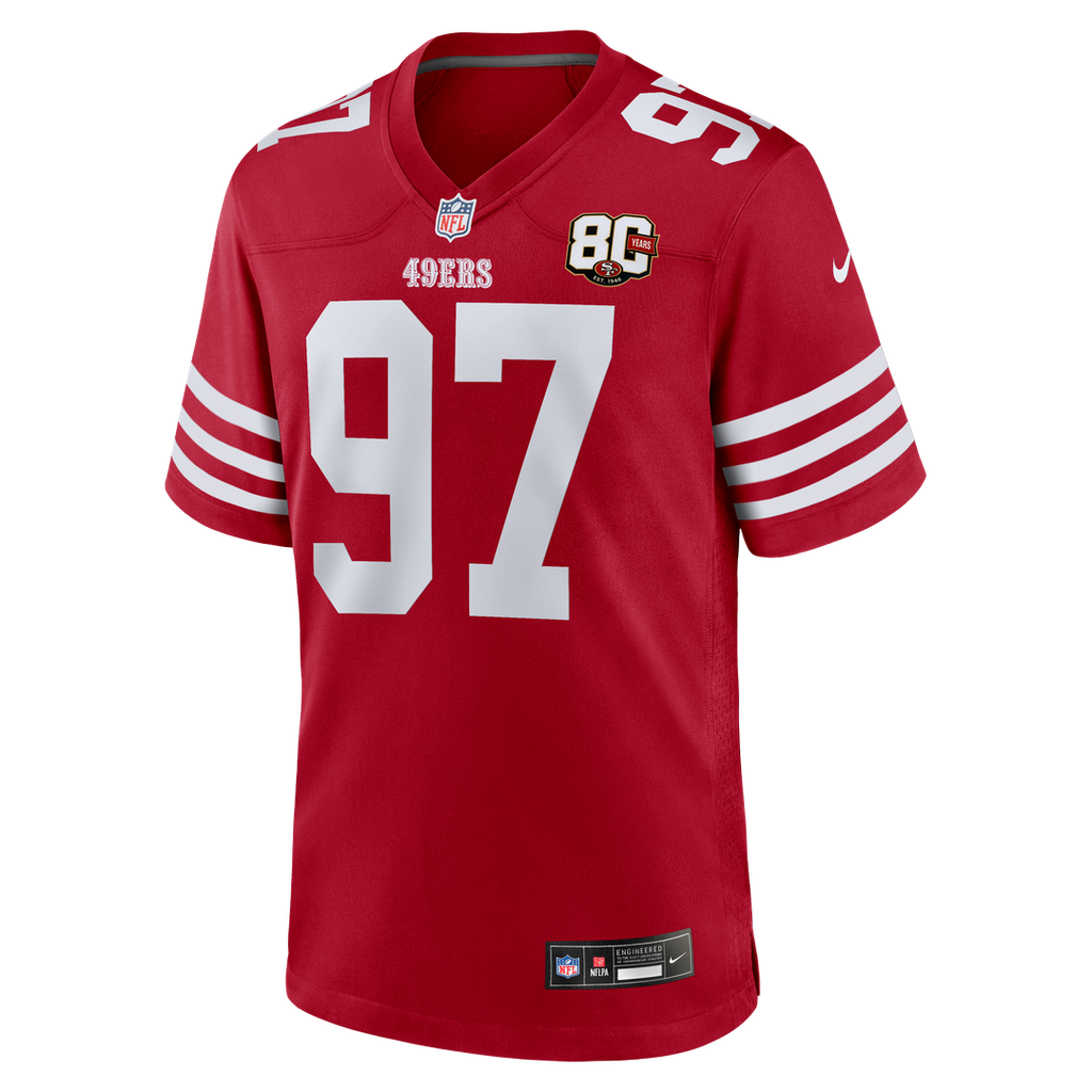 San Francisco 49ers Nick Bosa Nike White 80th Anniversary Game Jersey product image 12, provided for visual reference and