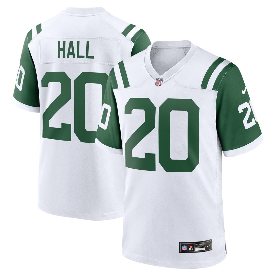 New York Jets Breece Hall Nike White Classic Alternate Game Jersey product image 1, provided for visual reference and
