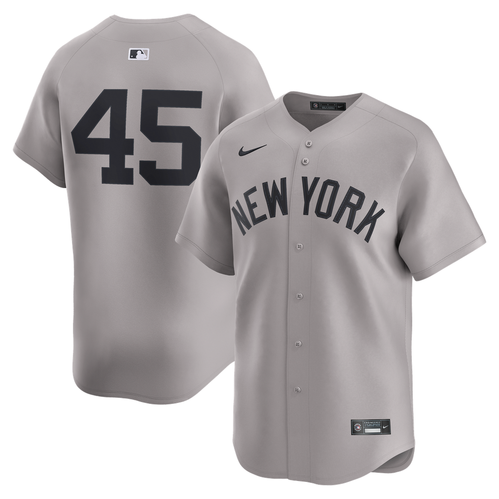 New York Yankees Gerrit Cole Nike Gray Road Limited Player Jersey product image 1, provided for visual reference and product