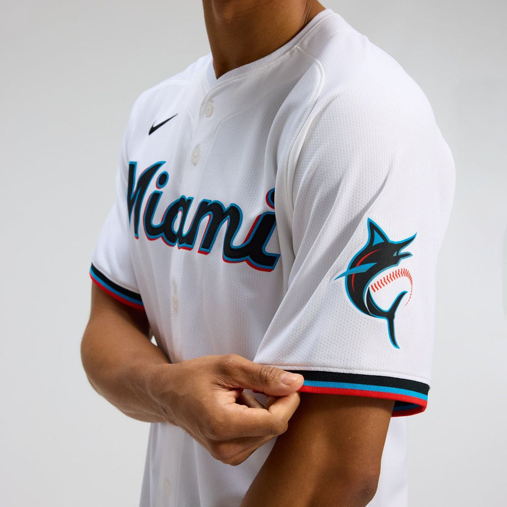 Miami Marlins Nike White Home Limited Jersey product image 7, provided for visual reference and product detail review