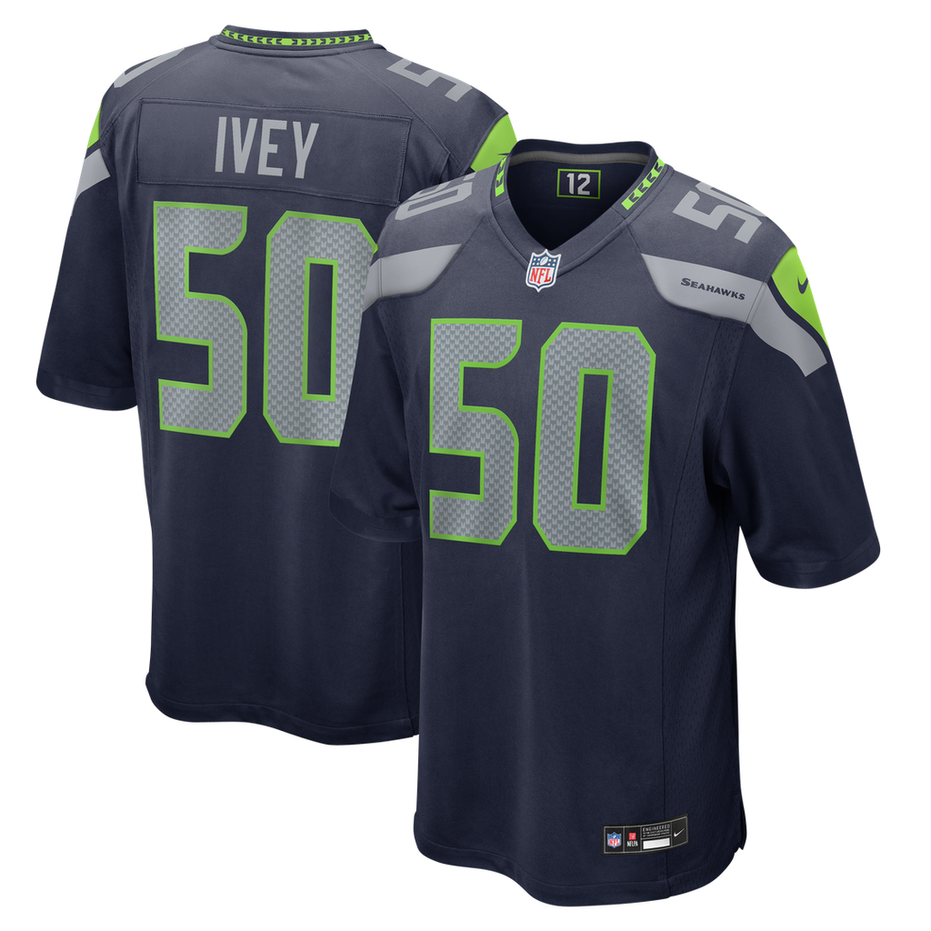 Seattle Seahawks Jared Ivey Nike College Navy Team Game Jersey product image 1, provided for visual reference and product