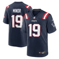 New England Patriots Kobee Minor Nike Navy Team Game Jersey product image 1, provided for visual reference and product