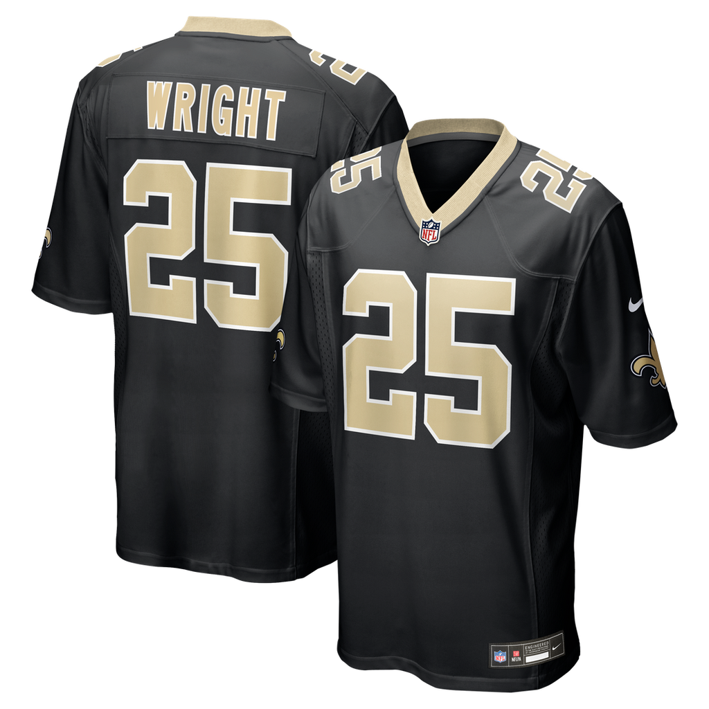 New Orleans Saints Rejzohn Wright Nike Black Team Game Jersey product image 1, provided for visual reference and product