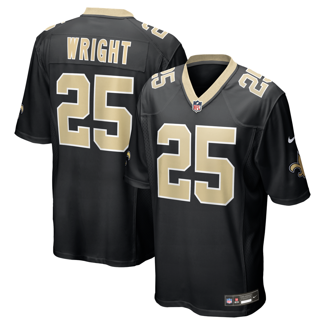 New Orleans Saints Rejzohn Wright Nike Black Team Game Jersey product image 1, provided for visual reference and product