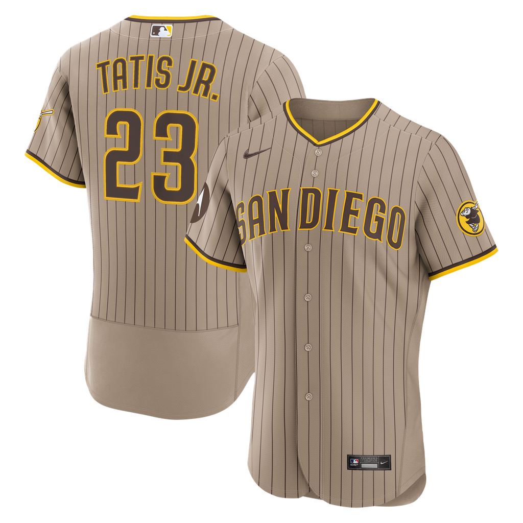 San Diego Padres Fernando Tatis Jr. Nike Sand Alternate Authentic Sponsor Patch Jersey product image 1, provided for visual