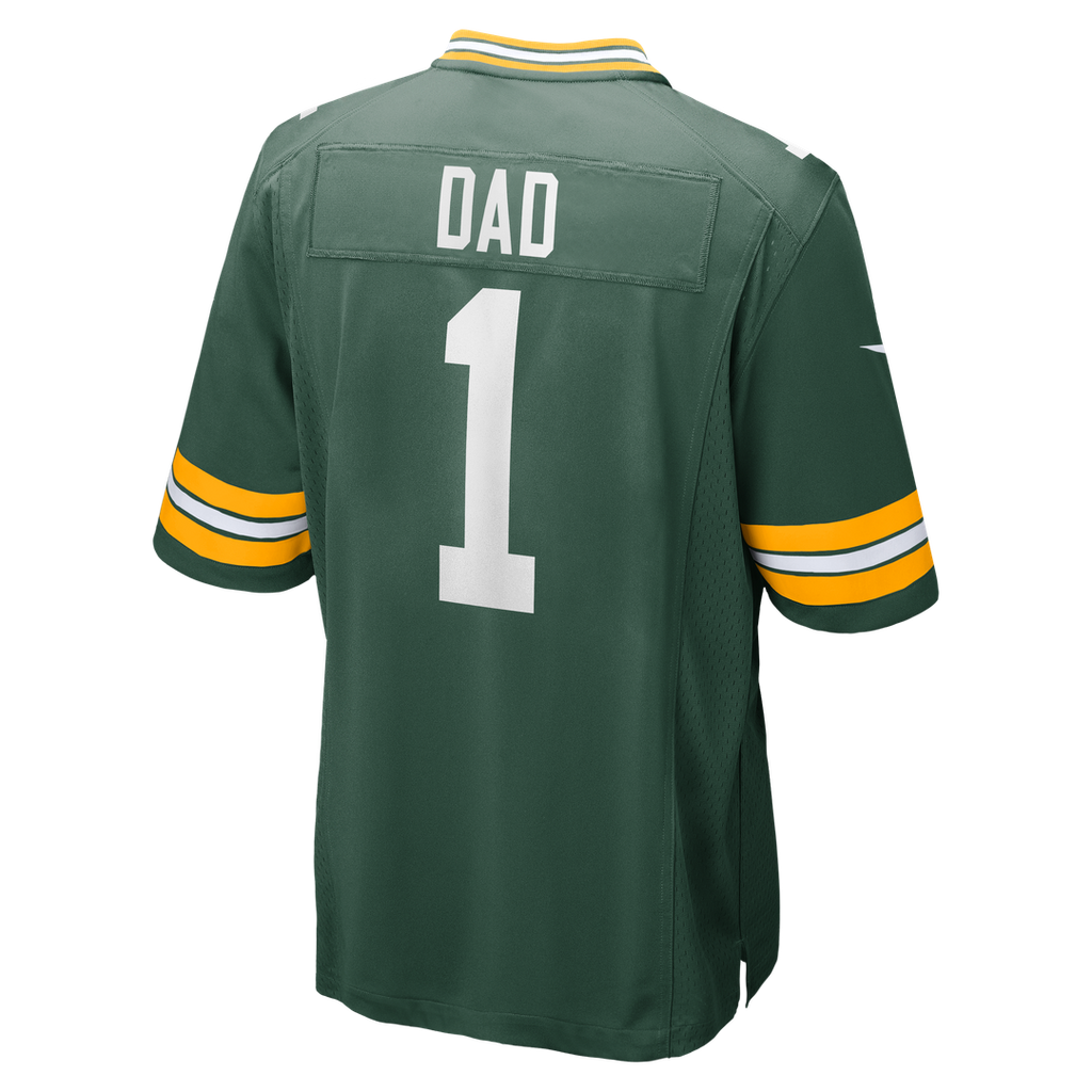 Green Bay Packers Number 1 Dad Nike Green Game Jersey product image 3, provided for visual reference and product detail
