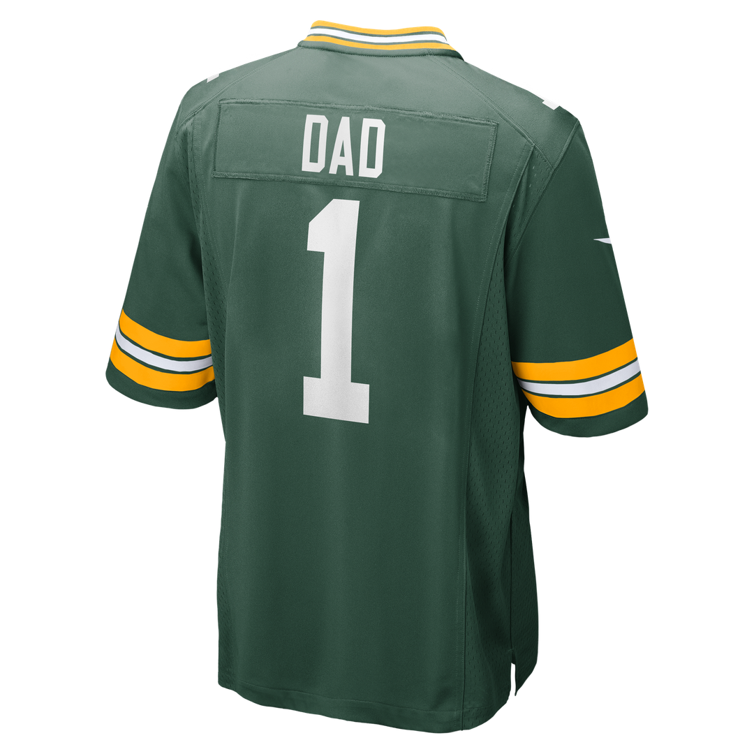 Green Bay Packers Number 1 Dad Nike Green Game Jersey product image 3, provided for visual reference and product detail
