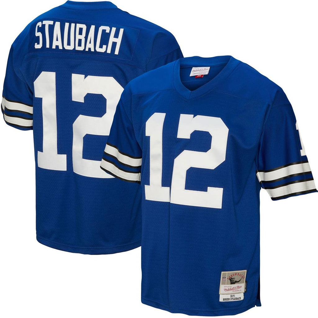 Dallas Cowboys Roger Staubach Mitchell & Ness Royal Legacy Replica Jersey product image 1, provided for visual reference and
