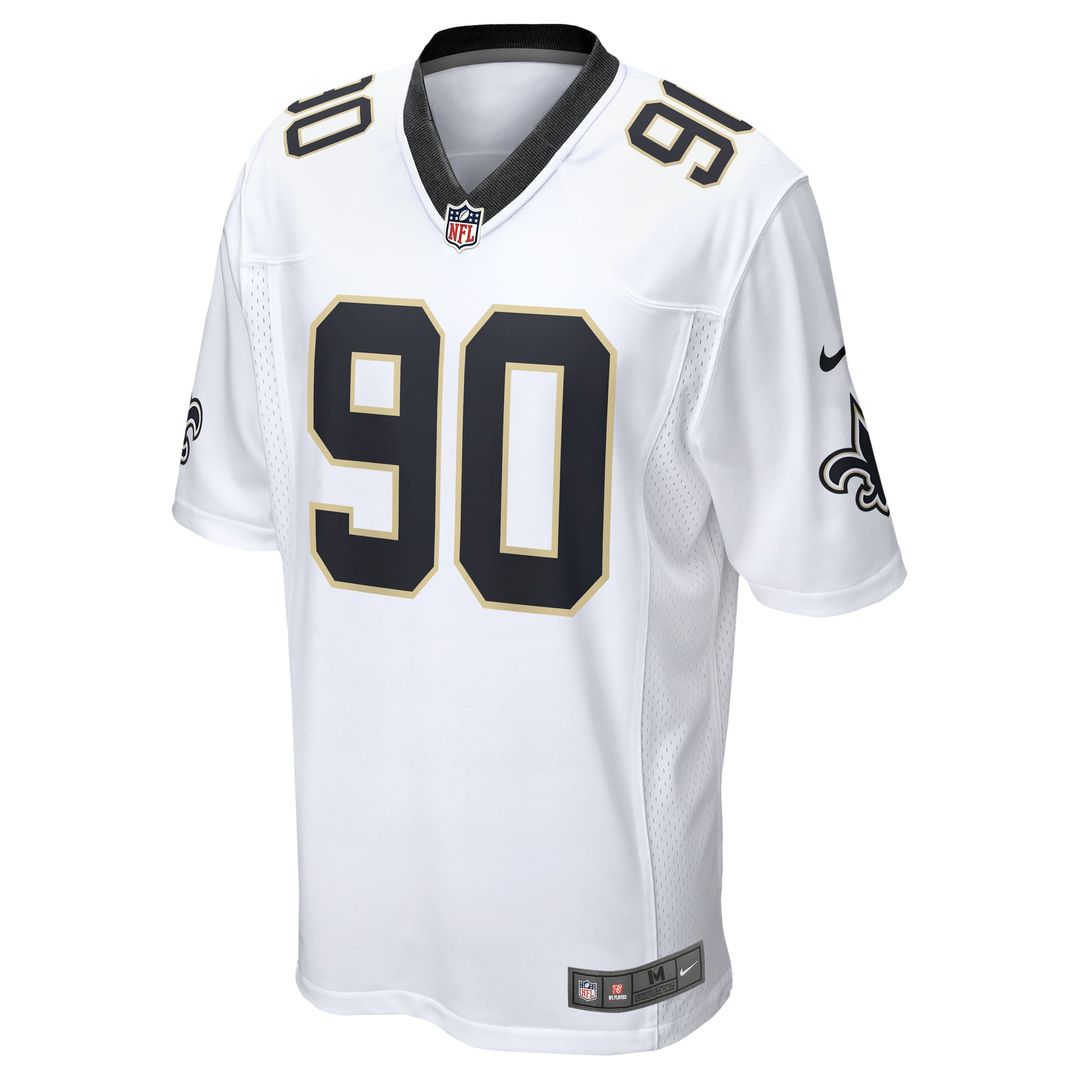 New Orleans Saints Bryan Bresee Nike White Game Jersey product image 2, provided for visual reference and product detail