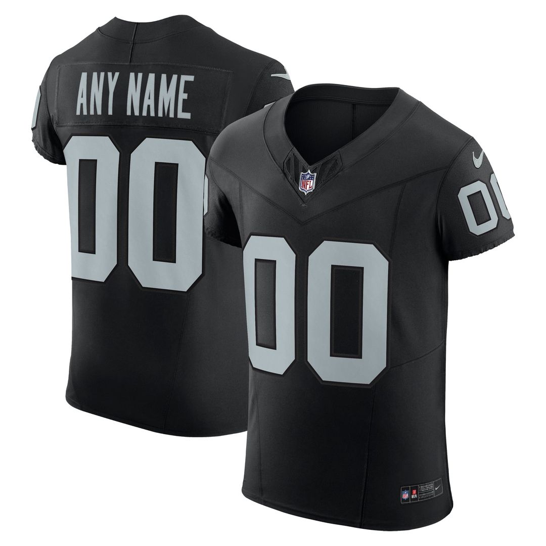 Las Vegas Raiders Nike Black Vapor F.U.S.E. Elite Custom Jersey product image 1, provided for visual reference and product